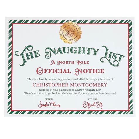 Personalized Santa's Naughty List Certificate - Miles Kimball