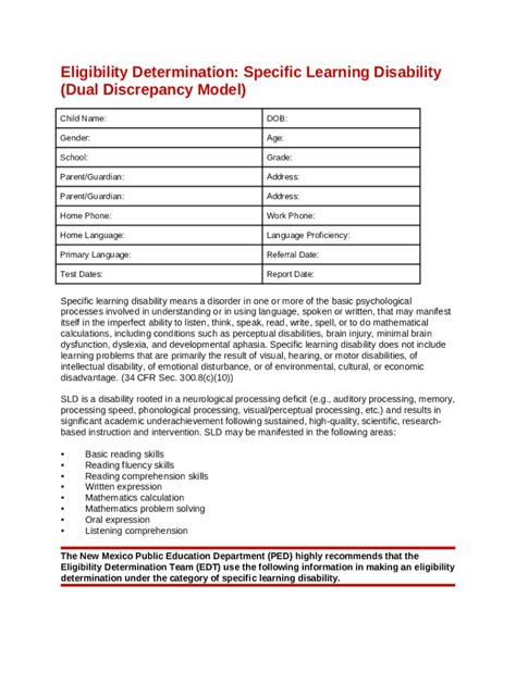 Image result for Learning Disability Evaluation Sheet