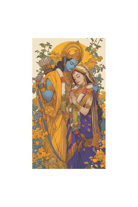 Divine Love: Digital Art of Lord Rama and Sita - A4 Framed Poster – Brogen