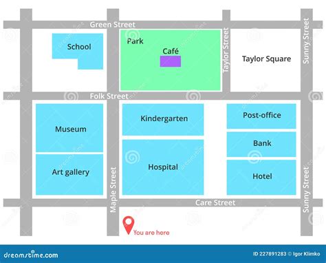 Hoja De Cálculo De Mapa De Ciudades En Inglés. Ilustración del Vector ...
