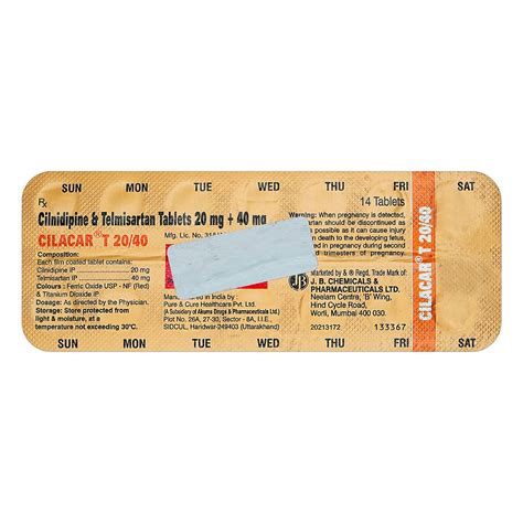 Cilacar T 20/40 Tablet | Uses, Side Effects, Price | Apollo Pharmacy