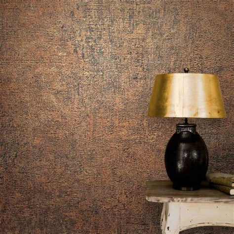 Non-woven wallpaper in rust look used-look copper texture | wall-art.com