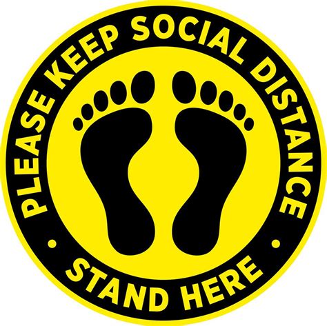 SIGN EVER Please Keep Social Distance Stand Here Covid 19 Sign Sticker ...
