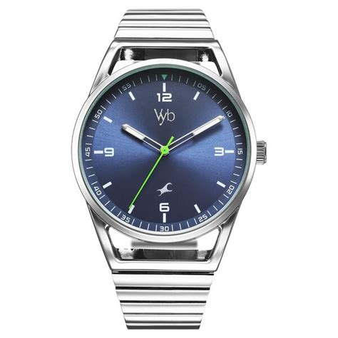 Buy Online Fastrack Vyb Horizon Quartz Analog Blue Dial Silver Metal ...