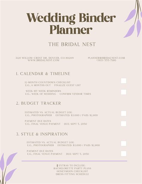 Free Wedding Planner Cover Page Template to Edit Online