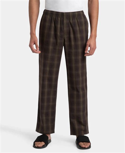 Buy Super Combed Cotton Woven Fabric Regular Fit Checkered Pyjama with ...