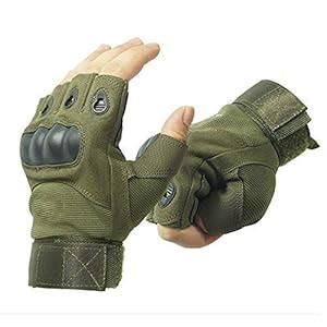 KINGBARON Nylon Tactical Fingerless Glove Military Mittens Desert ...