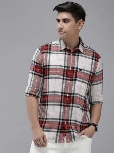 THE BEAR HOUSE Men Checkered Casual Black, Maroon, White Shirt - Buy ...