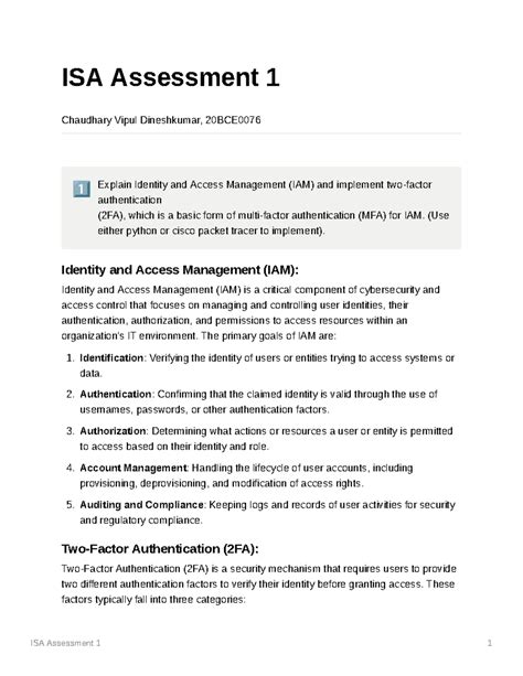Digital Assignment 1 - ISA Assessment 1 Chaudhary Vipul Dineshkumar ...