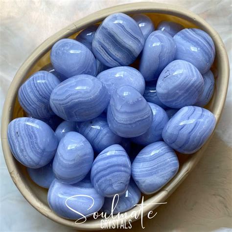 AGATE BLUE LACE TUMBLED STONE LARGE GRADE A-AA | Blue lace agate ...