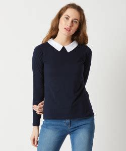 Miss Chase Casual Regular Sleeve Color Block Women Blue Top - Buy Miss ...