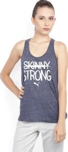 PUMA Casual Sleeveless Printed Women Dark Blue Top - Buy Blue PUMA ...