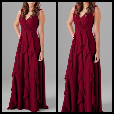Maroon Six Frills Ruffles Maxi Dress – iwearmystyle