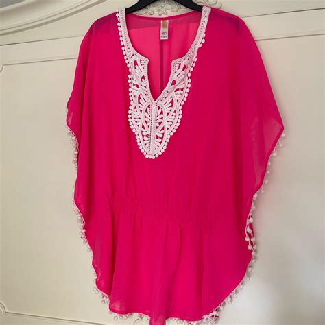 Women's White and Pink Cover-ups | Depop