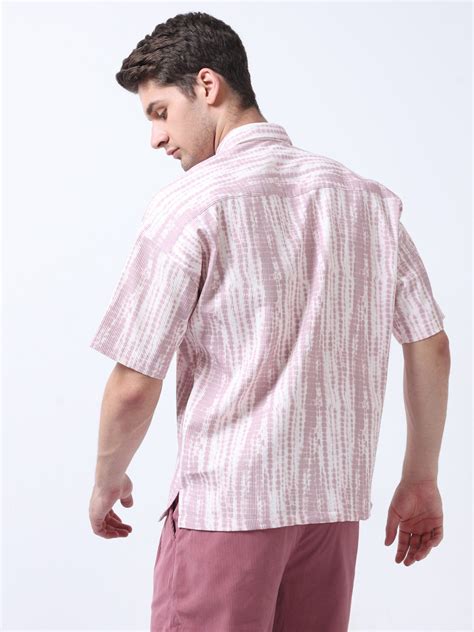 Buy Peach Men's ChromaPalette Drop Shoulder Shirt