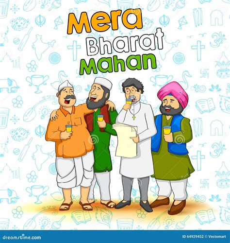Unity in Diversity of India Stock Vector - Illustration of muslim, hinduism: 64929452