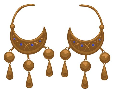 Golden jewelry with gemstones and crystals earring 17777434 Vector Art ...