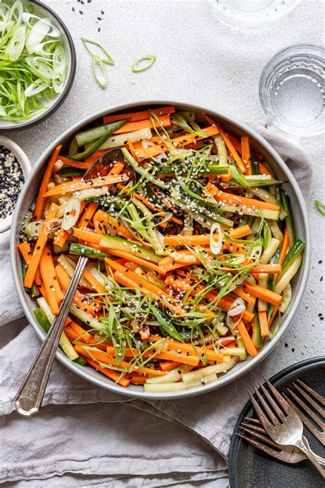 Crunchy Cucumber Carrot Salad with Sesame Dressing - The Natural Nurturer