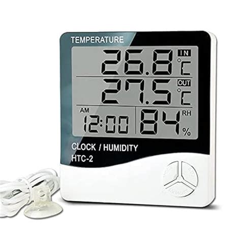 HTC Humidity Temperature Digital Hygrometer Clock with Alarm and Memory ...