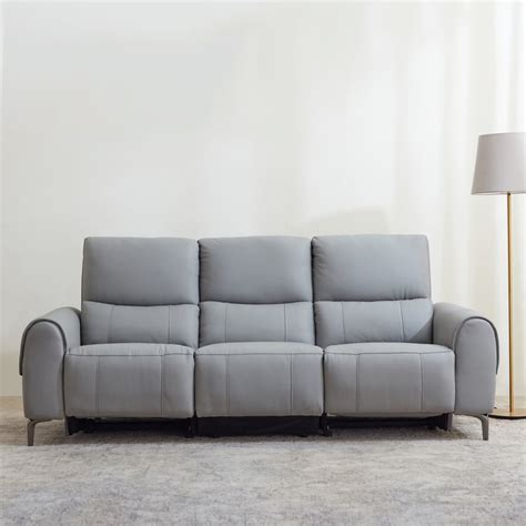 Buy Amigo Half Leather 3-Seater Electric Recliner - Grey from Home ...