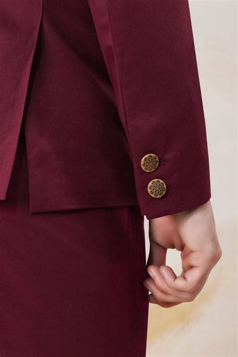 Bordeaux Maroon Plain-Solid Premium Wool Blend Bandhgala/Jodhpuri Suits ...