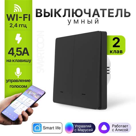 умный выключатель wi-fi, с Алисой, двухклавишный, встраиваемый купить ...