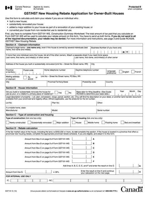 2013 Form Canada GST191 E - Blank Fillable Template | Fill Out, Print ...