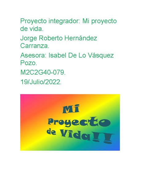 Image result for Proyecto Integrador 4 Modulo 2 Proyecto Vida