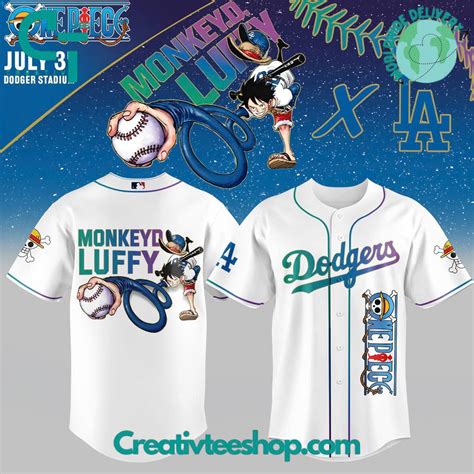 Los Angeles Dodgers x One Piece Night Monkey D. Luffy Special Baseball ...
