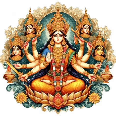 3d Durga Mata Puja Sobre Fondo Transparente PNG ,dibujos Durga Mata ...