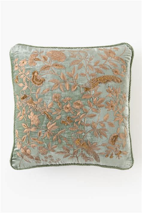 Emiri Embroidered Cushion- Jade