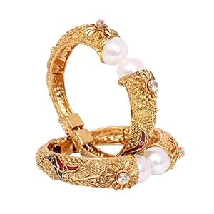 Buy Sanara Traditional Ethnic Gold Platted 2 pcs Antique Pearl Polki ...