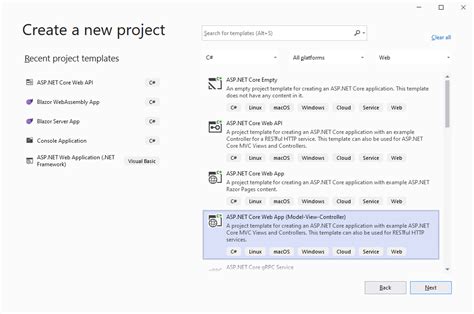 Create Web Application in Visual Studio 2019 的图像结果