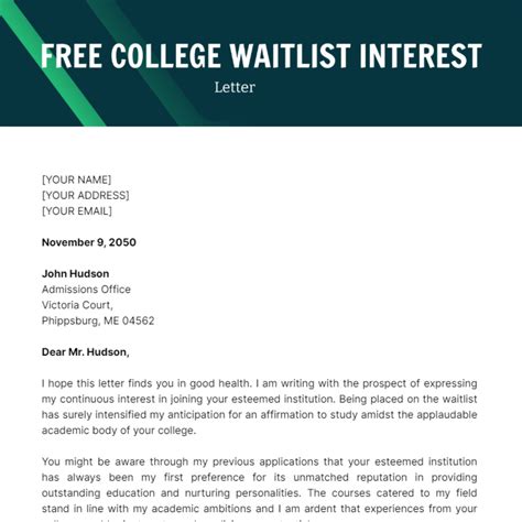 College Waitlist Letter of Interest template - Edit Online & Download ...