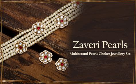Buy ZAVERI PEARLS Glorious Gold Plated Pearls Choker Necklace Set For ...