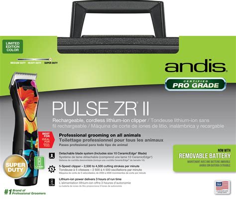 Andis Pulse ZR II Cordless Pet Grooming Clipper with #10 Blade - Floral ...