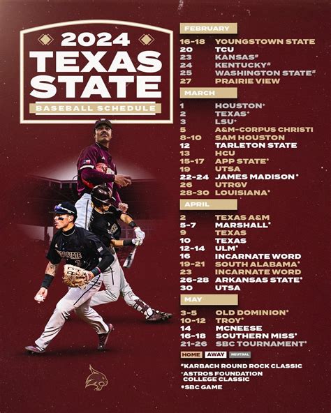 TXST 2024 Baseball Schedule : r/collegebaseball