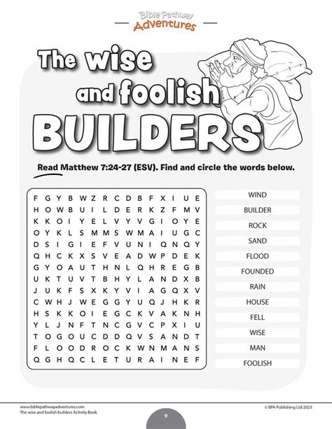 The Wise and Foolish Builder Word Search