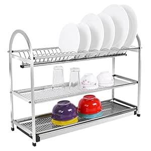 XL, 3 Tier : Toplife 3 Tier Stainless Steel Dish Drainer Drying Rack,X ...