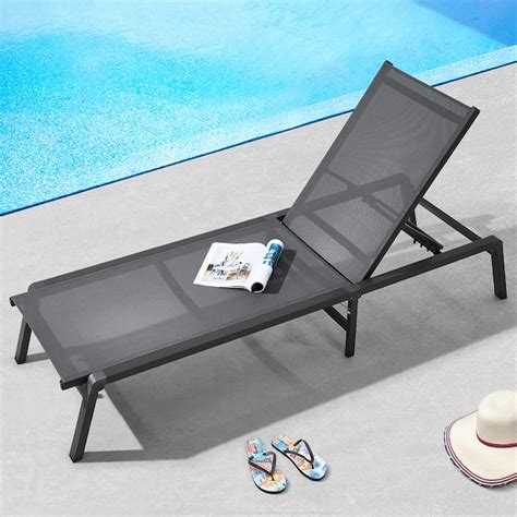 VEVOR Chaise Lounge Chair Outdoor, Aluminum Patio Lounge Chair with ...