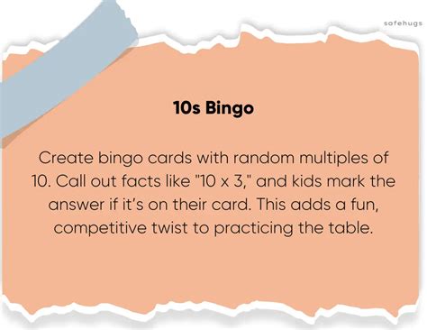 10 Table: Multiplication Table For Kids (Print PDF)