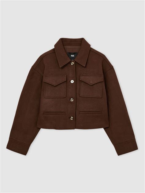 Reiss Paige Wool-Blend Cropped Jacket in Dark Brown - REISS