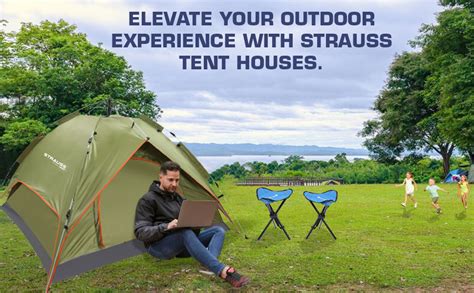 STRAUSS Portable Tent for Camping with Rainfly | Ideal for 4 Persons ...