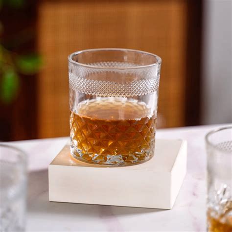 Modern Diamond Embossed Scotch Glass Set Of 6 310ml Online - Premium ...