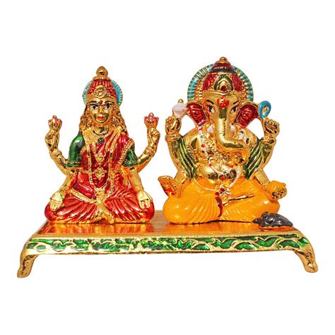 ART N HUB Brass Golden Finish Lord Laxmi Ganesha Statue Hindu Goddess ...