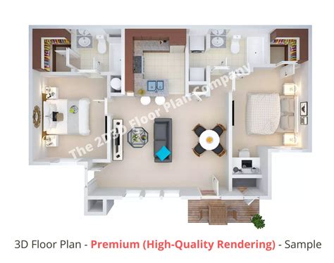 3D Apartment Floor Plans, Studio, 1, 2, 3 and 4 Bedroom Apartment 3D ...