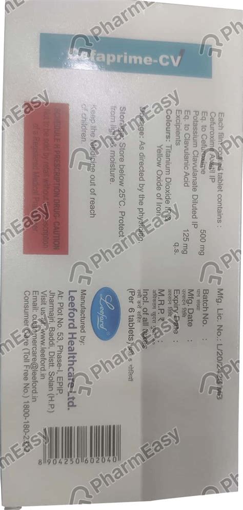 Cefaprime Cv Tablet: Uses, Side Effects, Price, Dosage & Composition ...