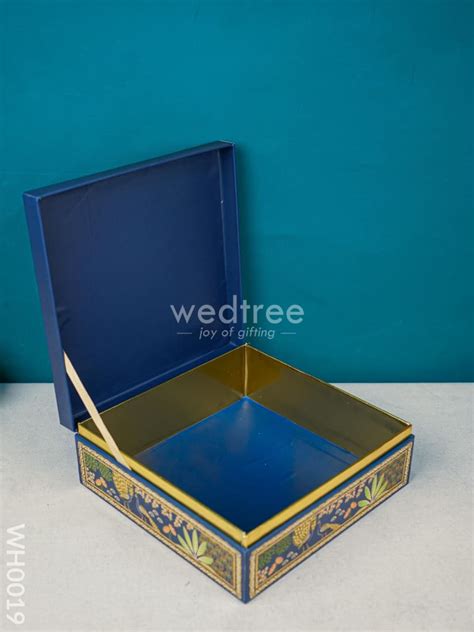 Flip Top Box - Blue Madhubani Print - WH0019 – Wedtree