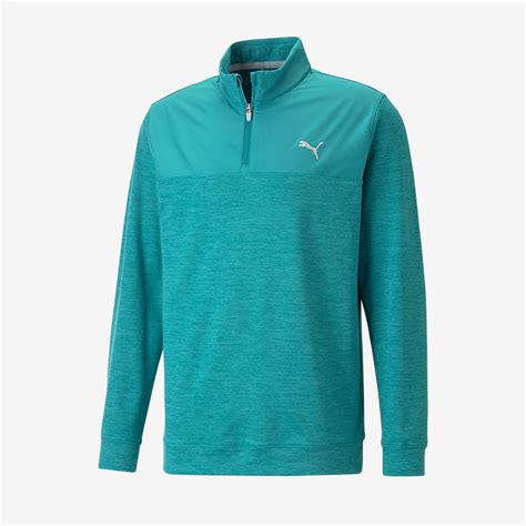 Puma Cloudspun Colorblock 1/4 Zip - Green Lagoon/Heather - Mens ...
