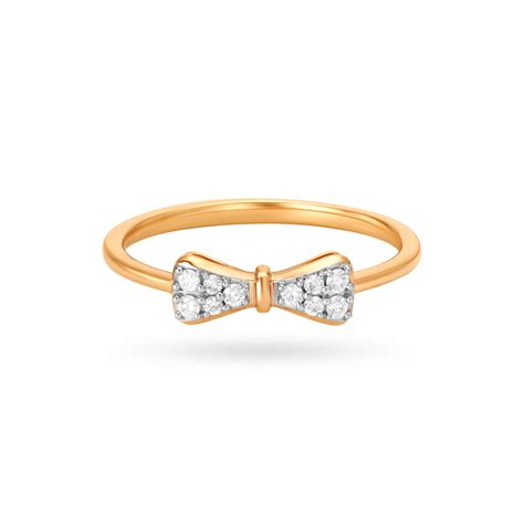14KT Yellow Diamond Bow Bliss Finger Ring